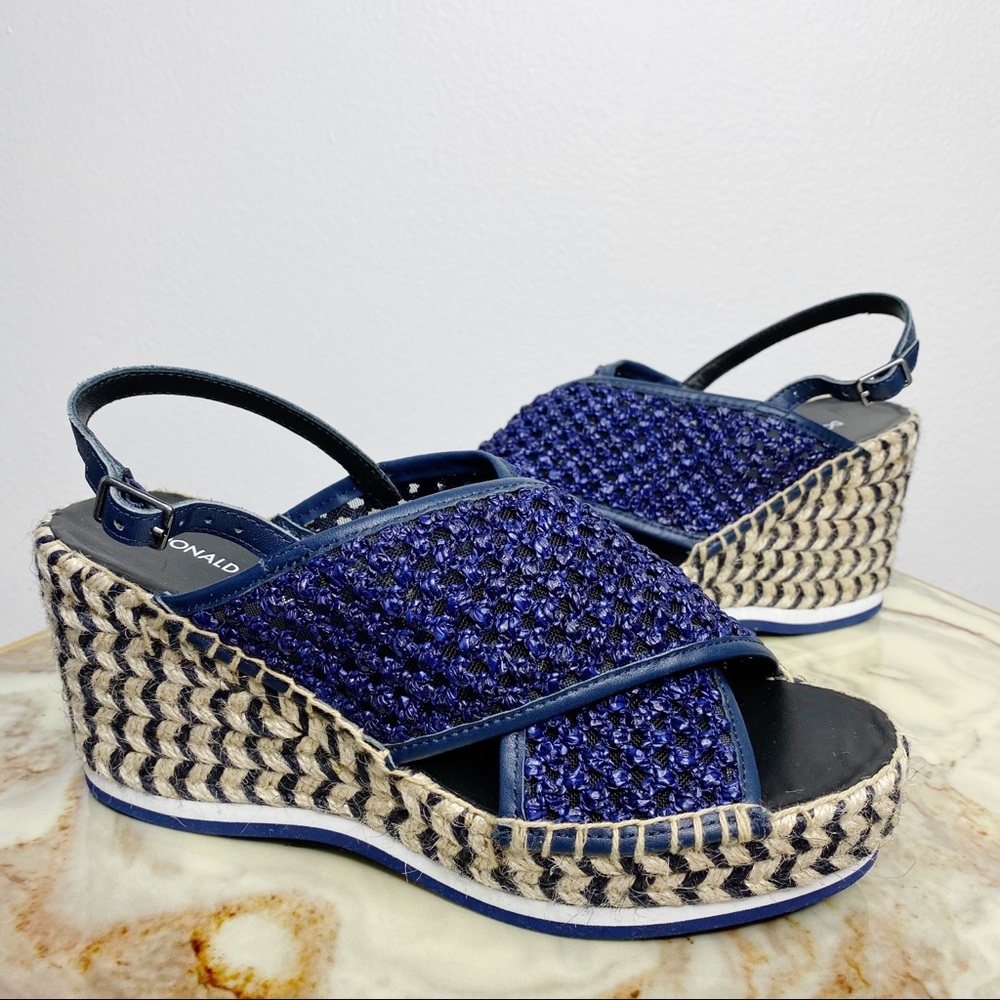 Donald J Pliner Navy Blue Wedge Sandals Size 8